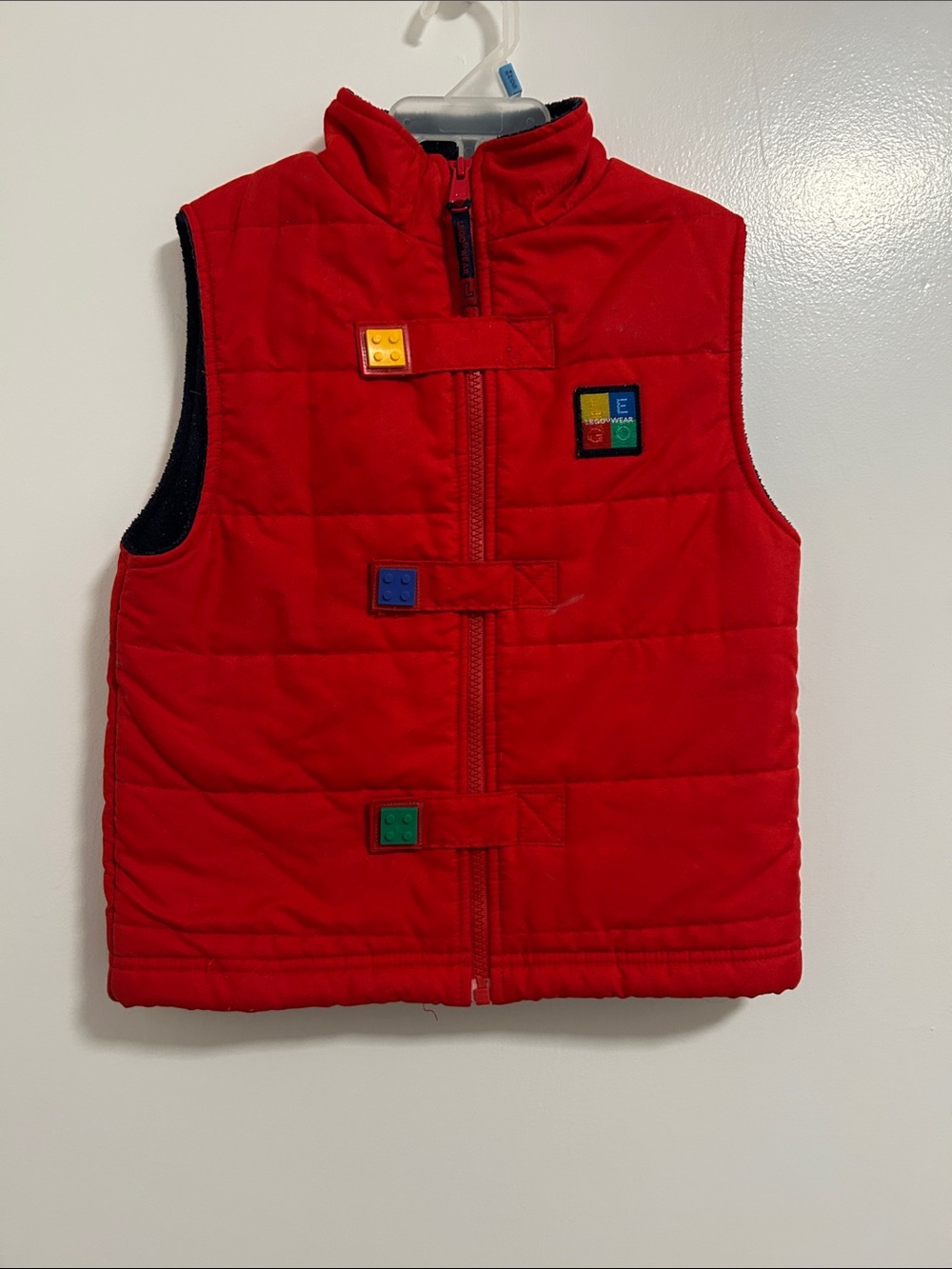 LEGO Red Quilted Kids 4T Padded Vest with Color Block LEGO Velcro closures